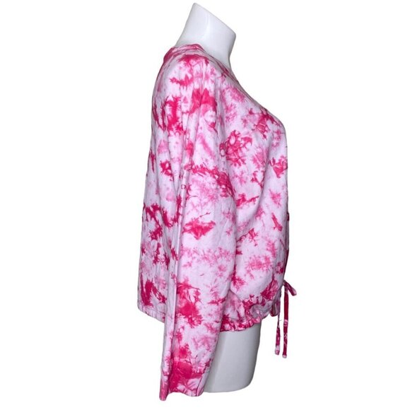 DKNY Sport Tie-Dyed Sweatshirt, NWT $69 Pink White Long Sleeves Women's Size 3X - Picture 3 of 10